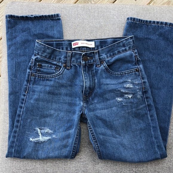 Like new! - LEVI’S 505 Regular Fit Distressed Denim Jeans - Picture 3 of 10